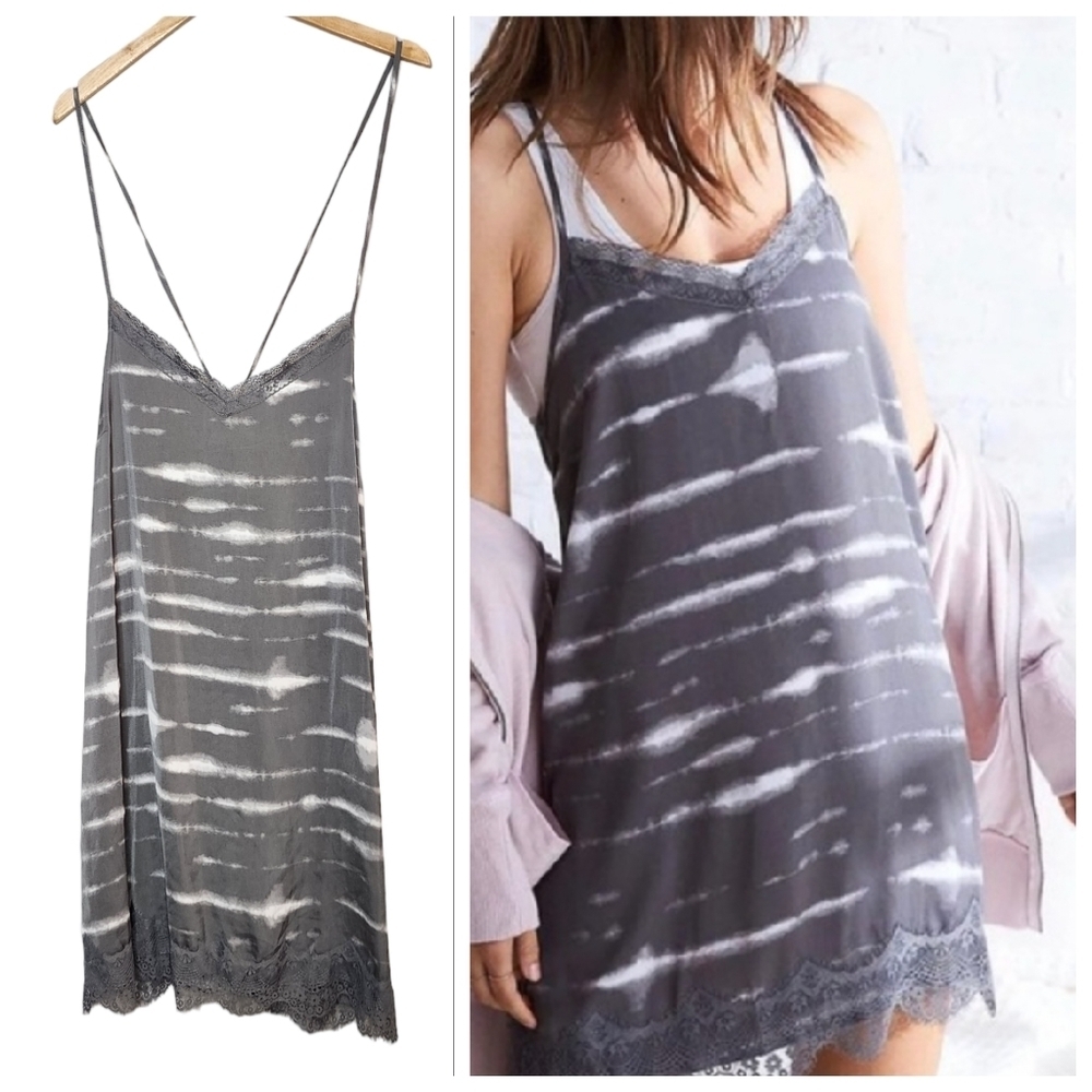Aerie Gray Tie-Dye Slip Dress